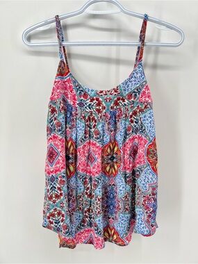 GAP Women’s XS Pink and Blue Boho Bohemian Spaghetti Strap Camisole Tank Top